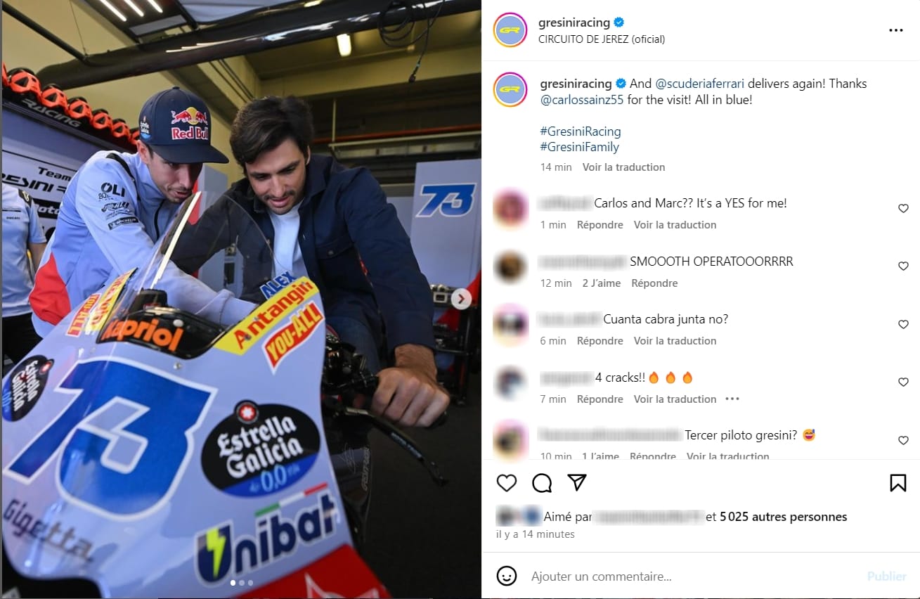 Carlos Sainz présent au GP moto d'Espagne