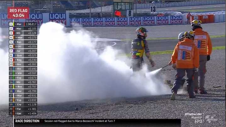 LIVE Valence : Une Ducati prend feu, frayeur pour Bezzecchi