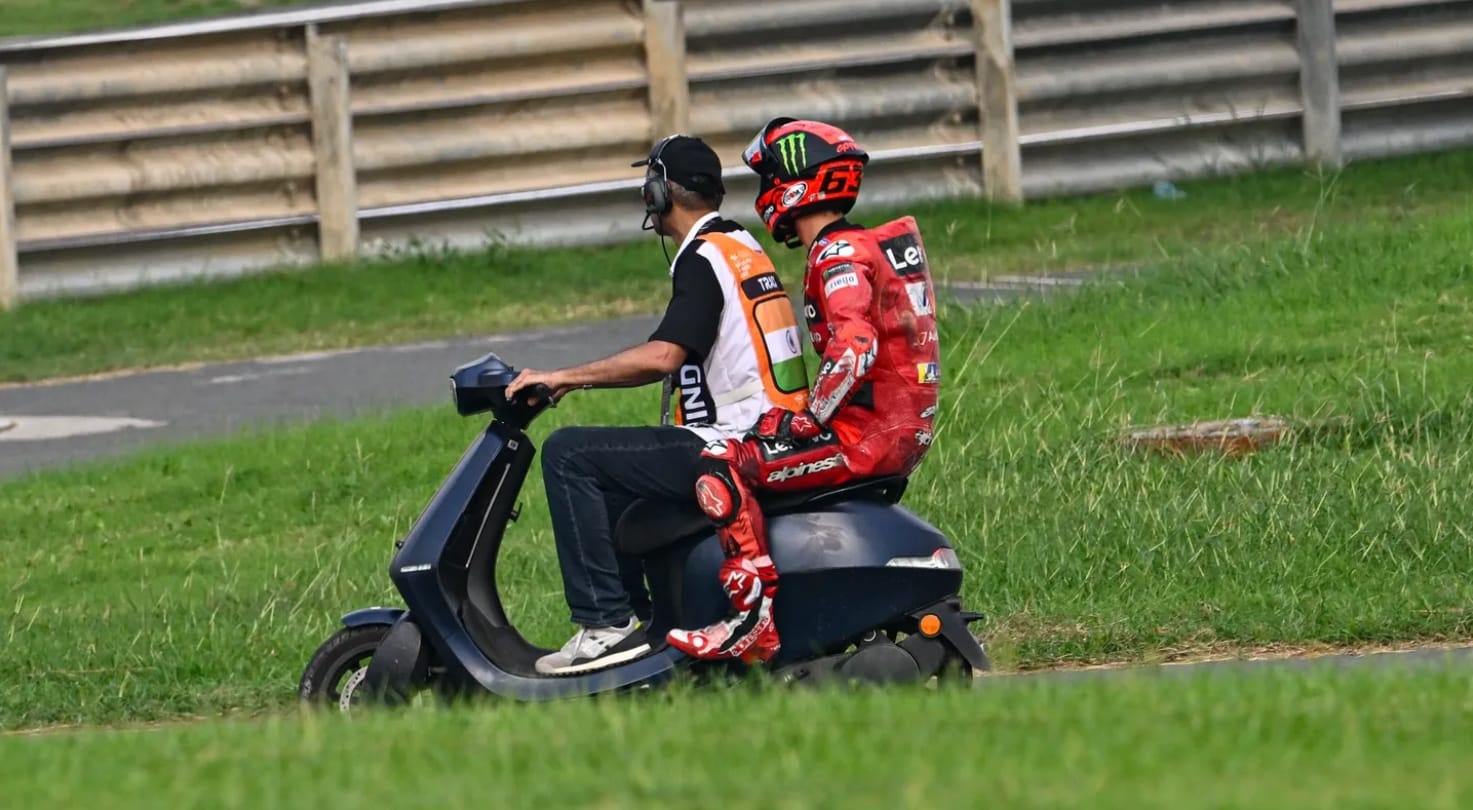 « Mon erreur », « un souci sur les freinages » : Bagnaia explique sa chute en Inde