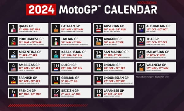 CALENDRIER MotoGP : 22 Grands Prix en 2024 !